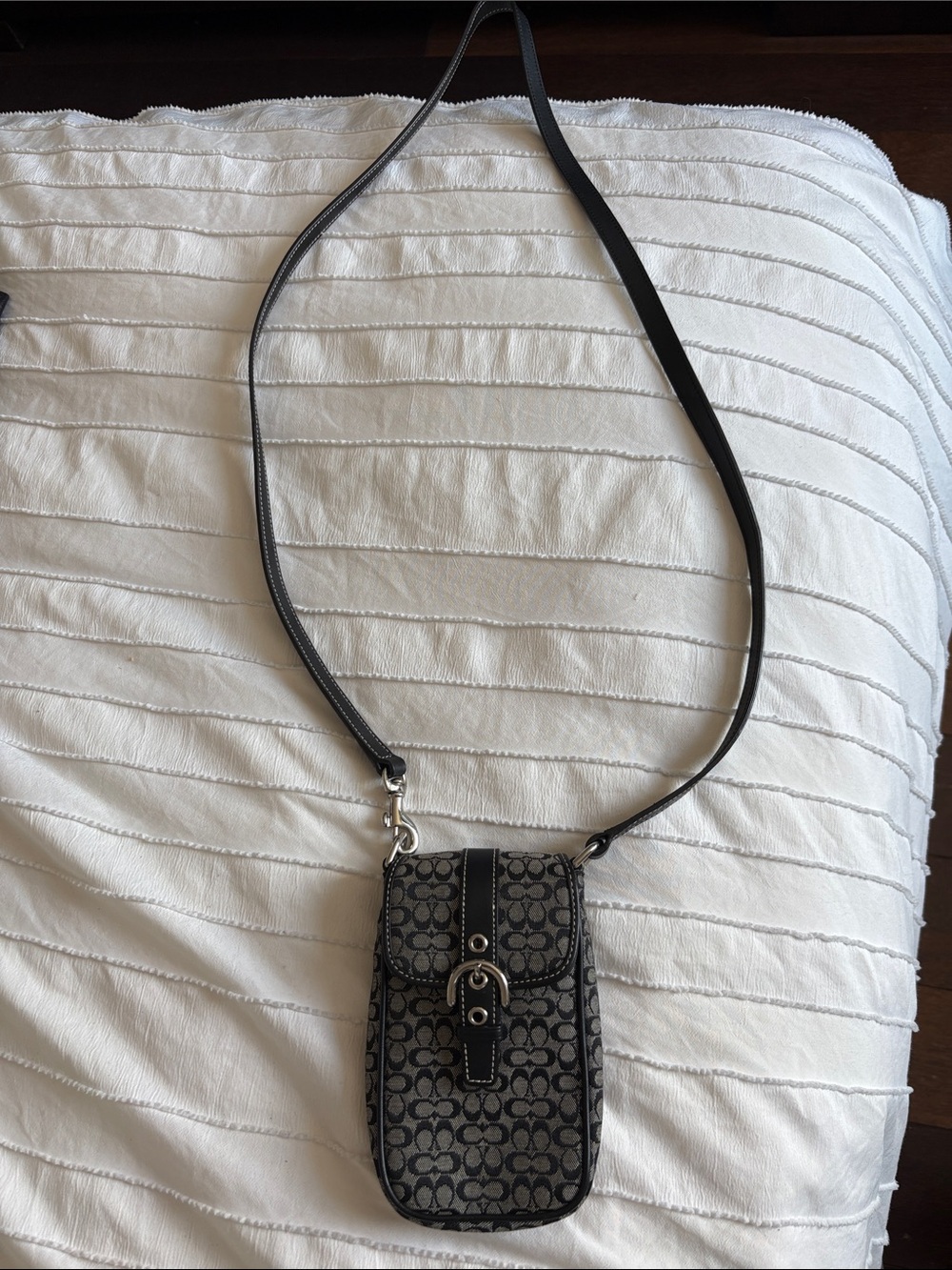 Coach Black Signature Canvas Crossbody Phone Pouch
